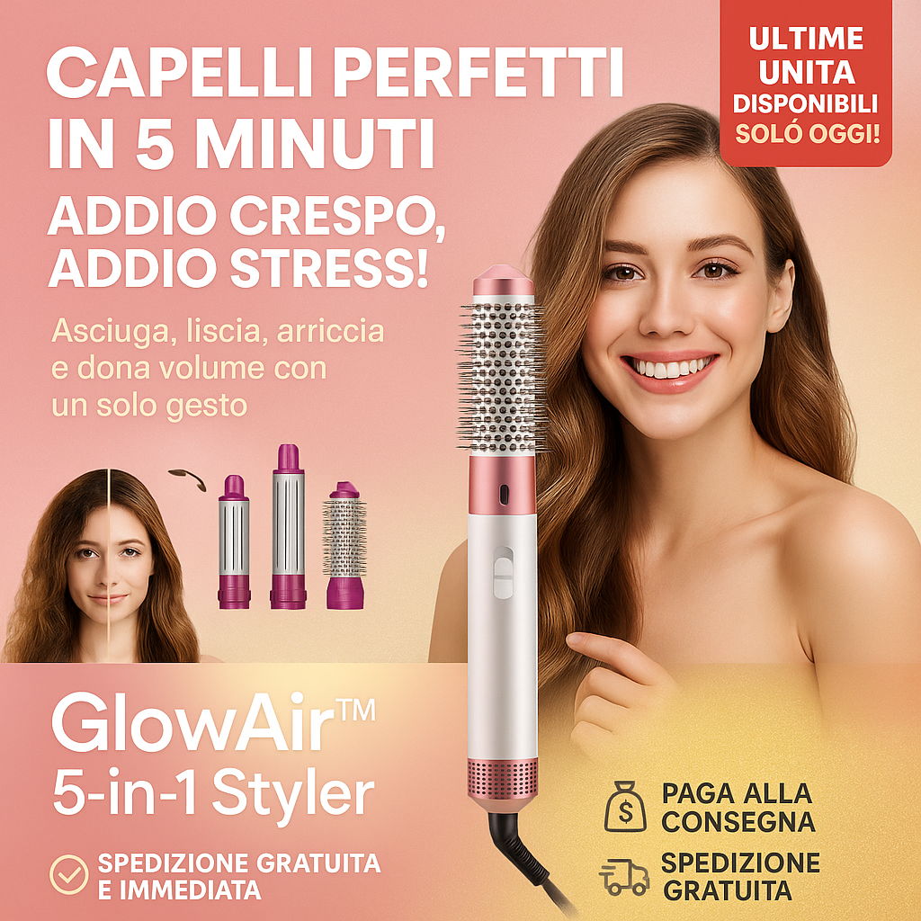 GlowAir™ 5-in-1 Styler – La Rivoluzione del Tuo Look Quotidiano